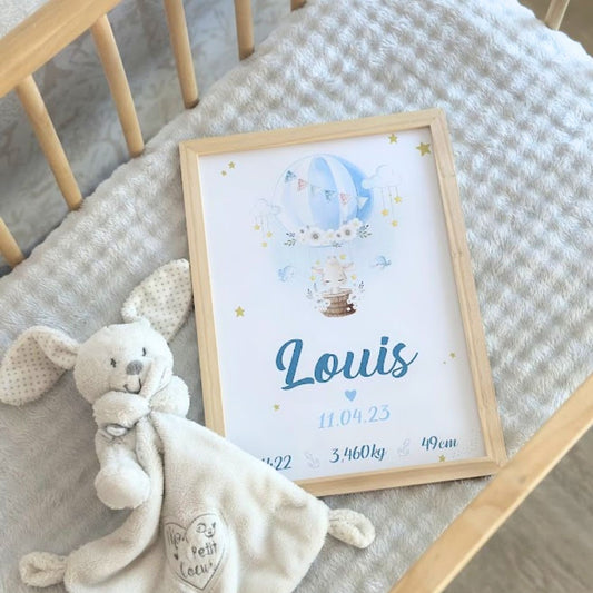 affiche de naissance personnalisee et encadre girafe