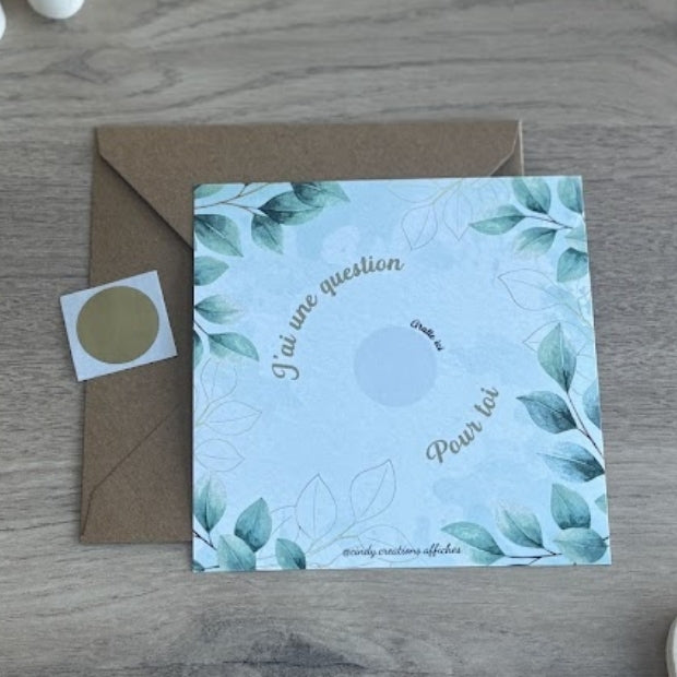 carte a gratter fleur verte et son enveloppe