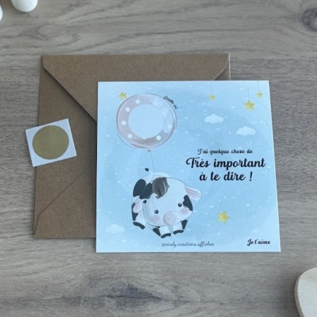 carte a gratter vache et son enveloppe