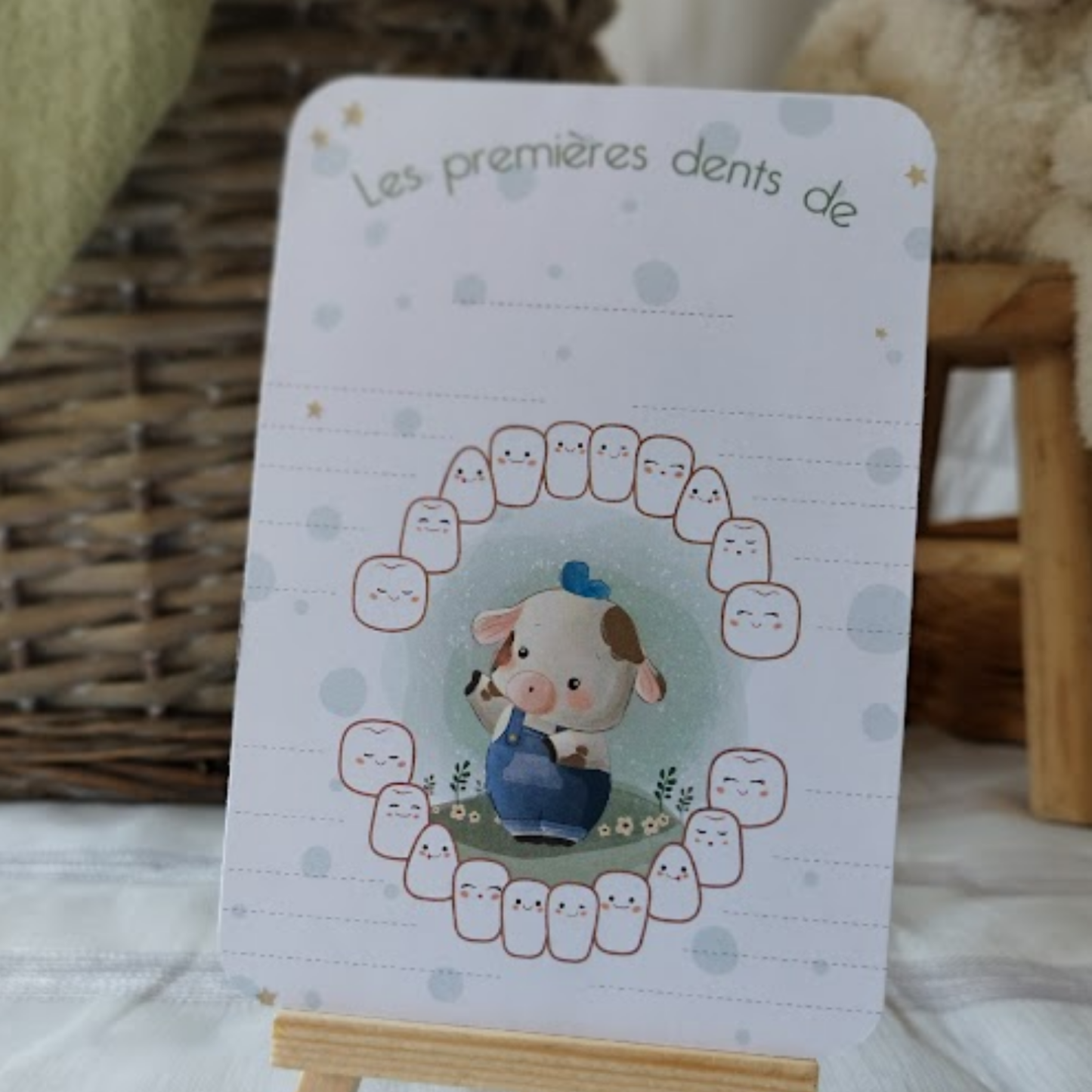 carte recto verso mes premieres dents illustration vache