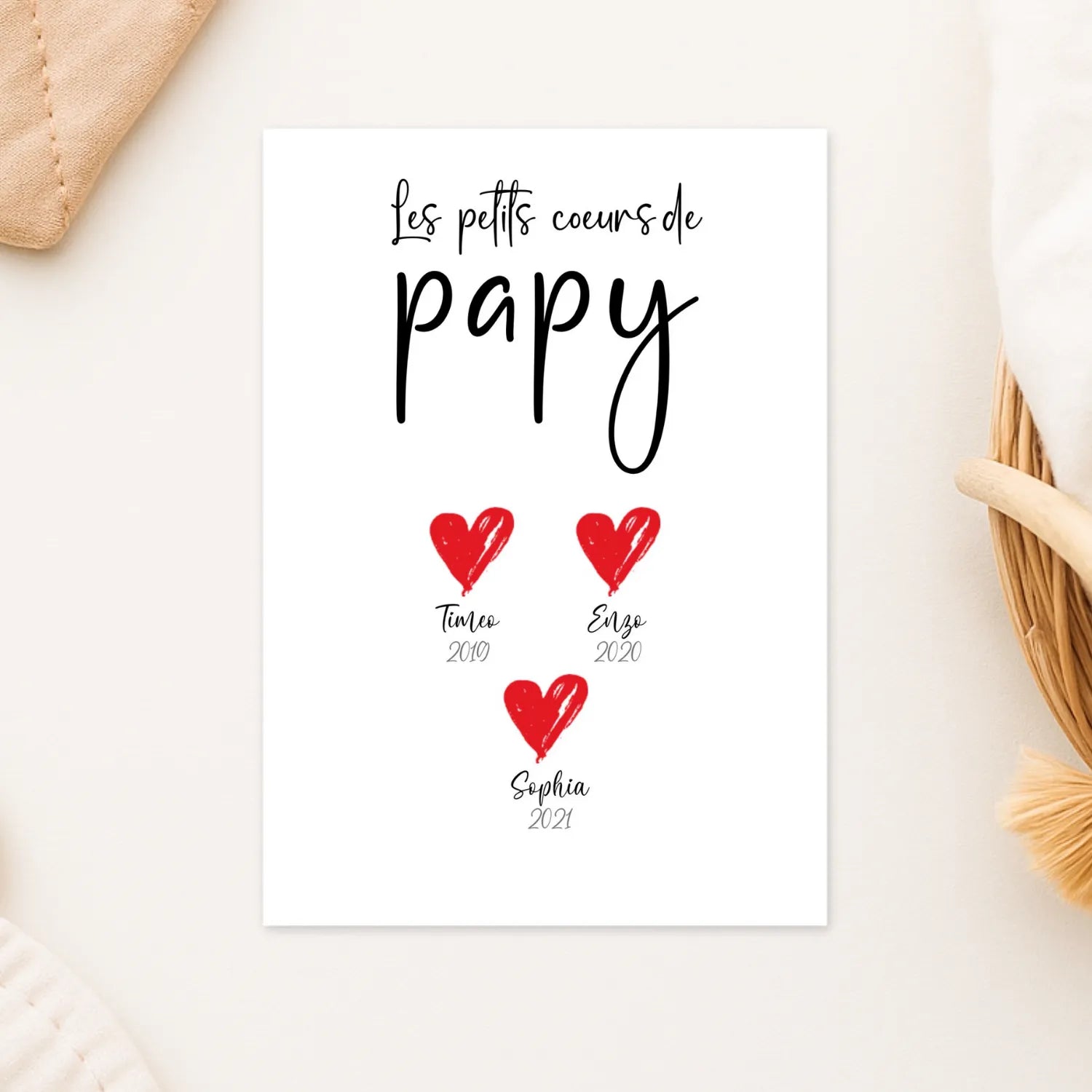 affiche famille personnalisée les petits coeur de papy