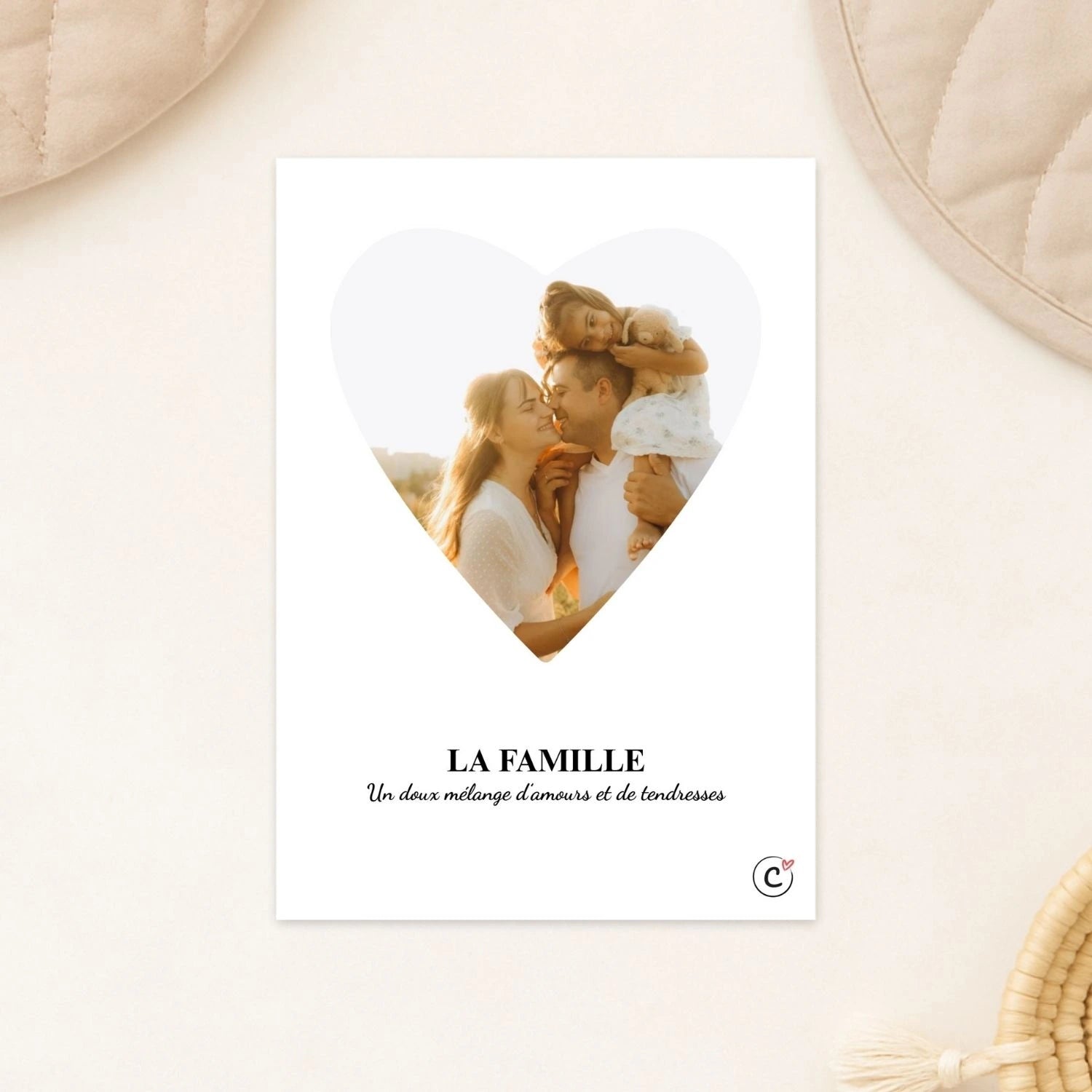 affiche photo personnalisée famille coeur