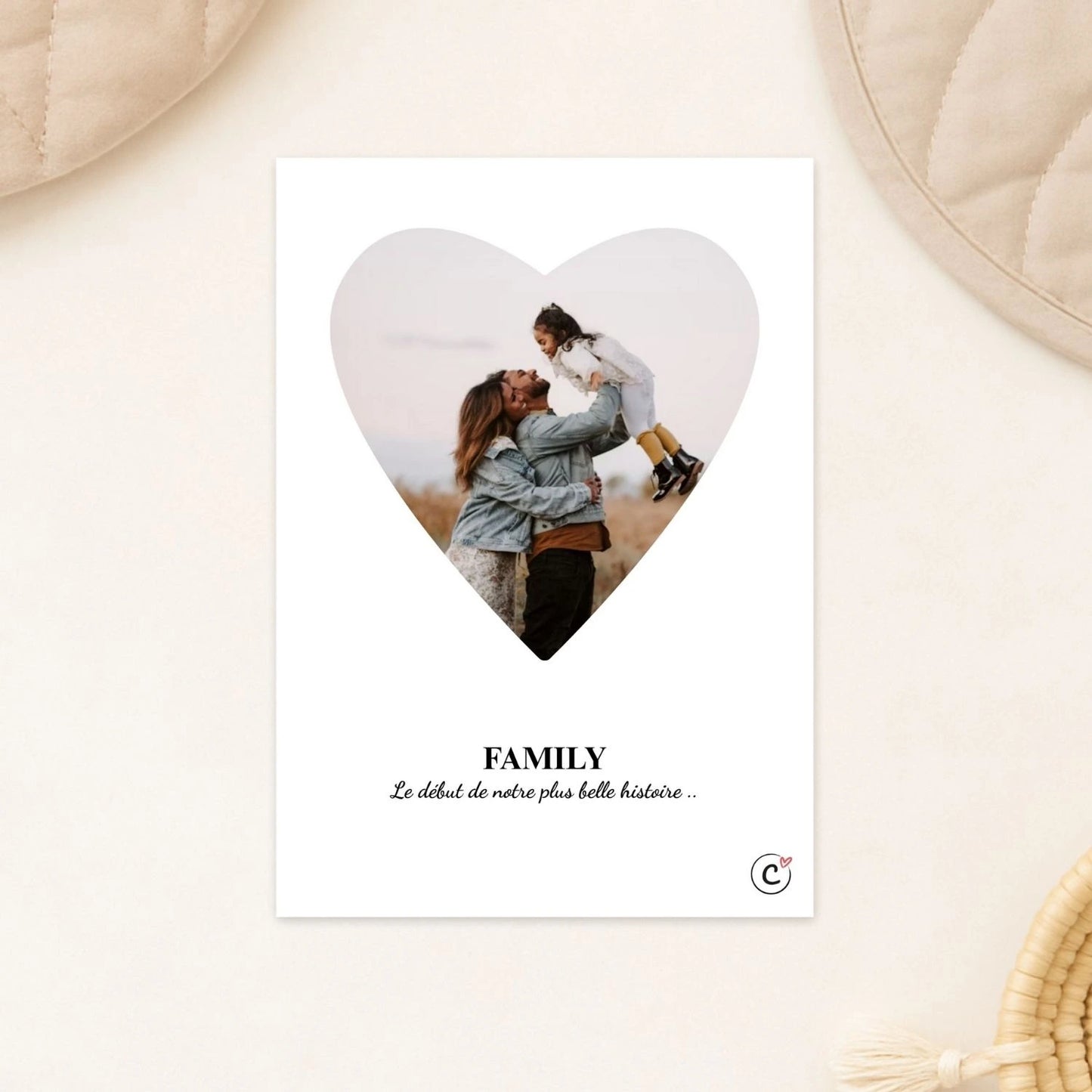 affiche photo famille personnalisee coeur
