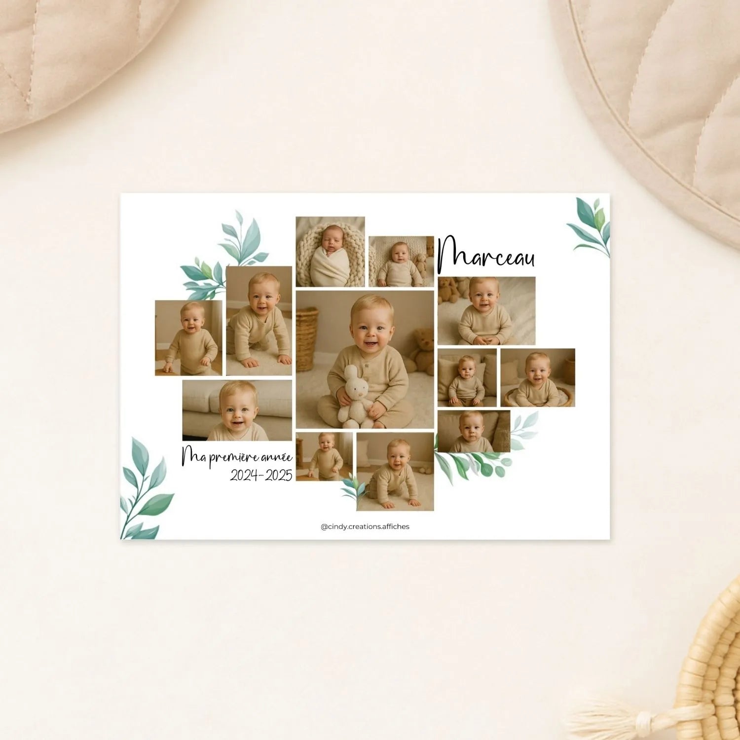 affiche ma premiere année photos personnalisée bebe