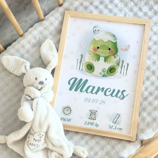 affiche de naissance bebe dinosaure personnalisee