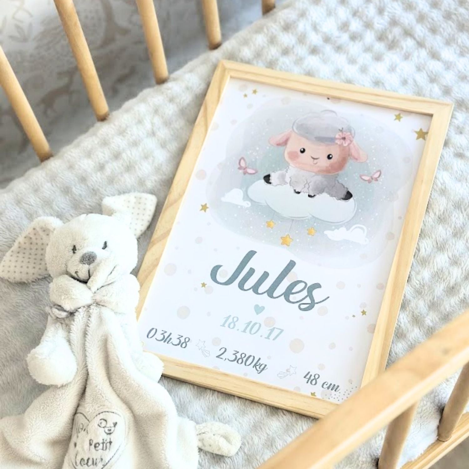 affiche de naissance personnalisable mouton