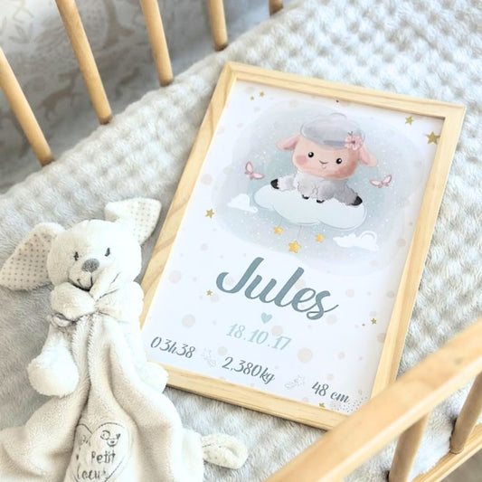 affiche de naissance personnalisable mouton