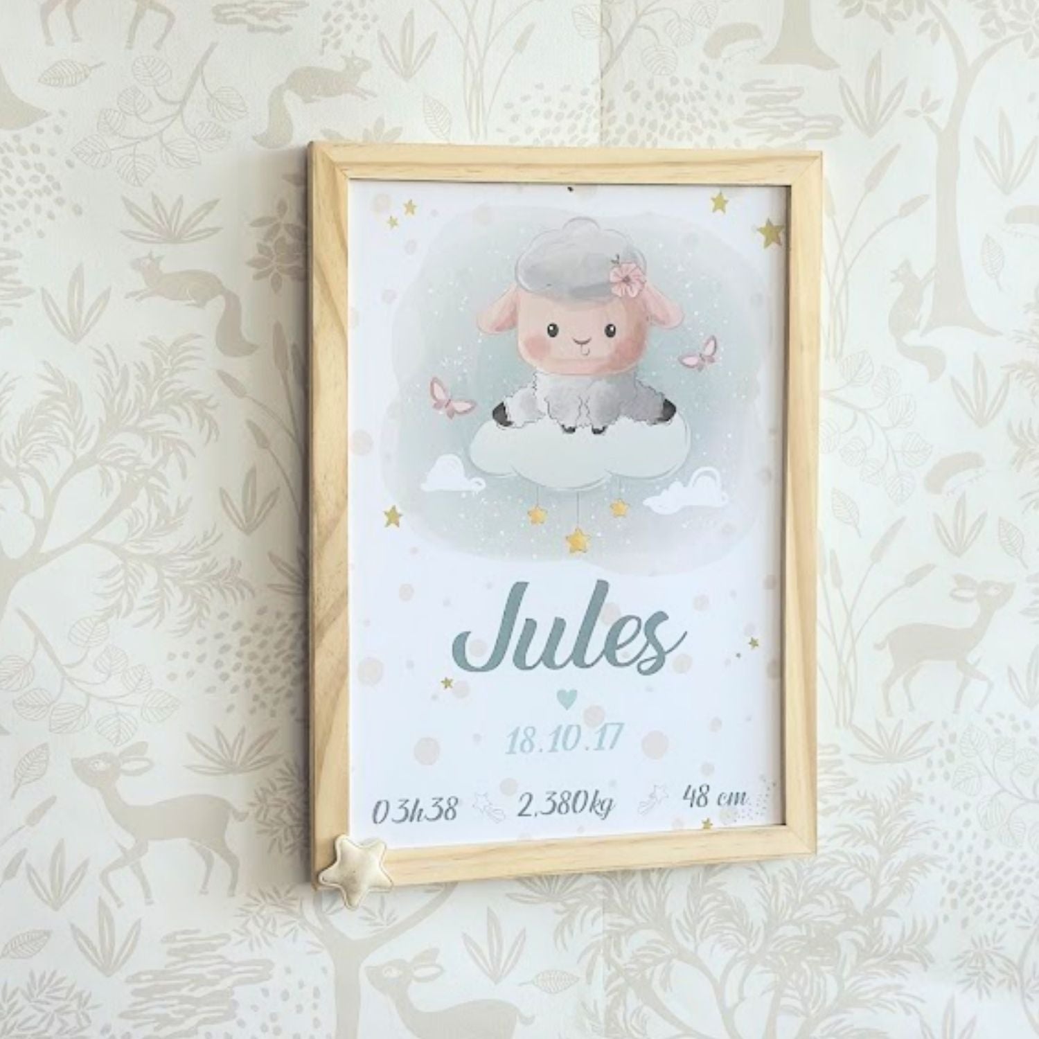 affiche de naissance mouton decoration chambre bebe
