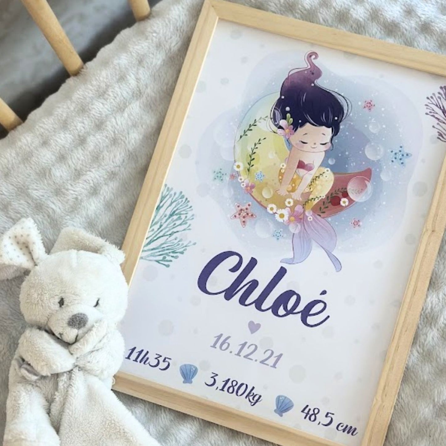 affiche de naissance sirene chloe encadre