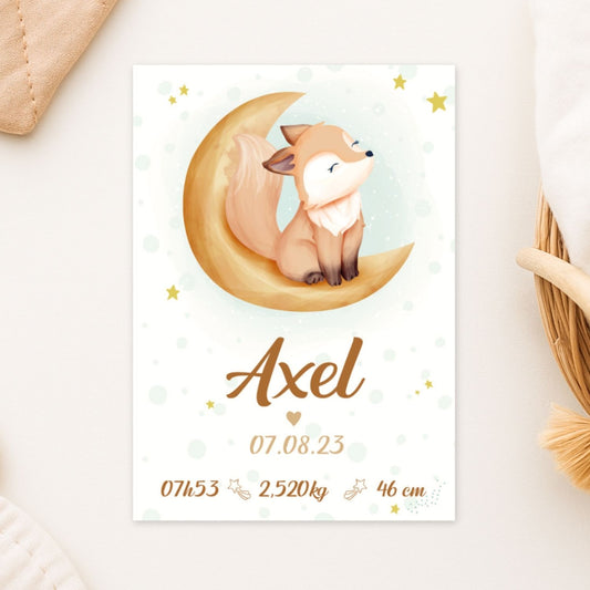 affiche de naissance personnalise renard