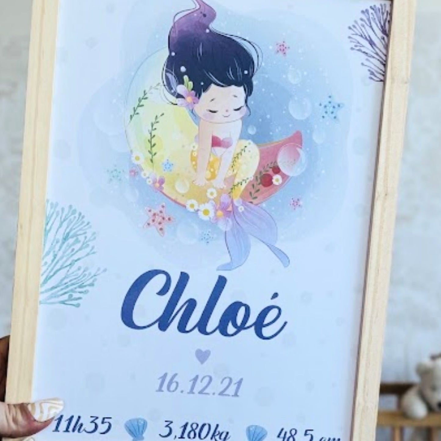 affiche de naissance illustration sirene chloe