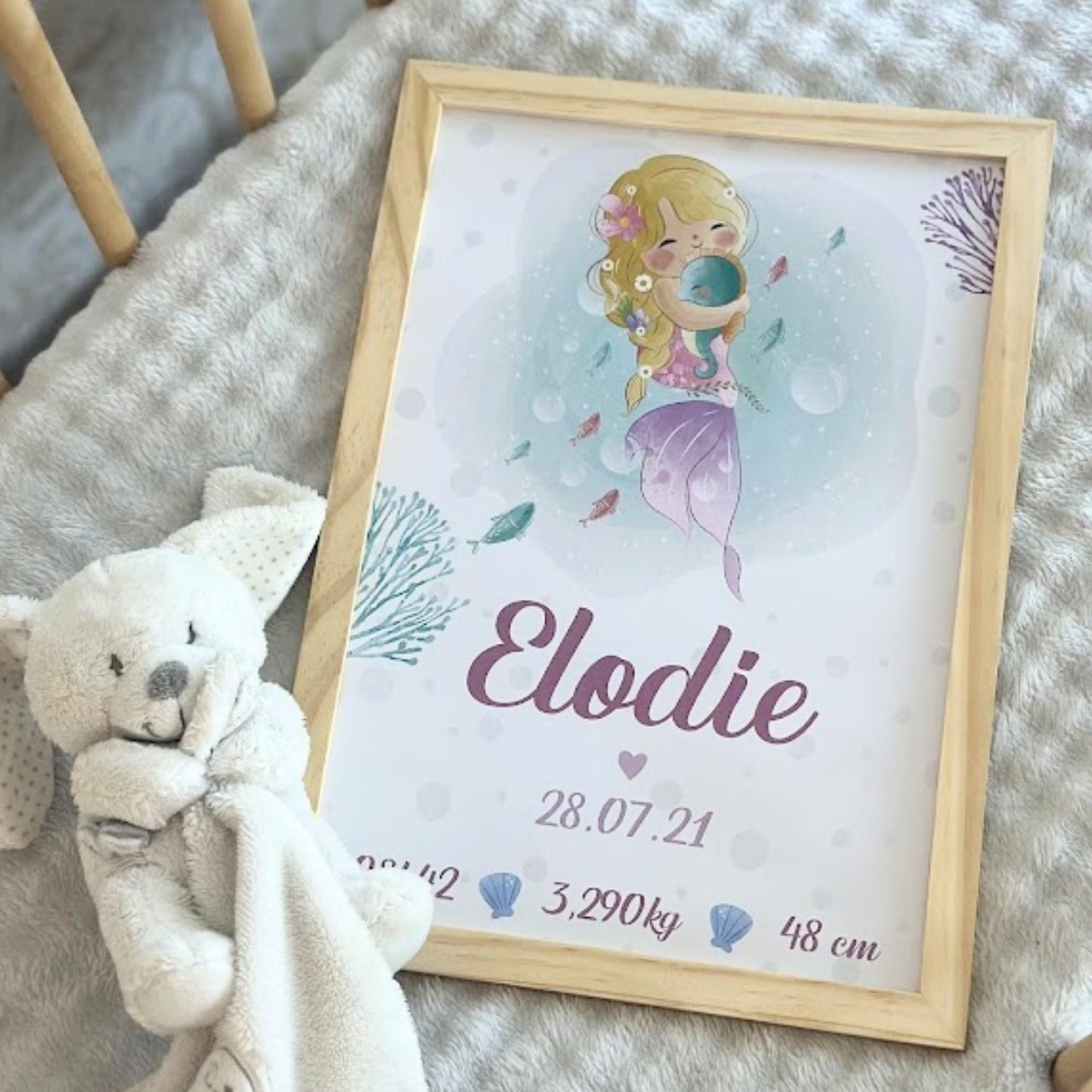 affiche de naissance sirene encadre