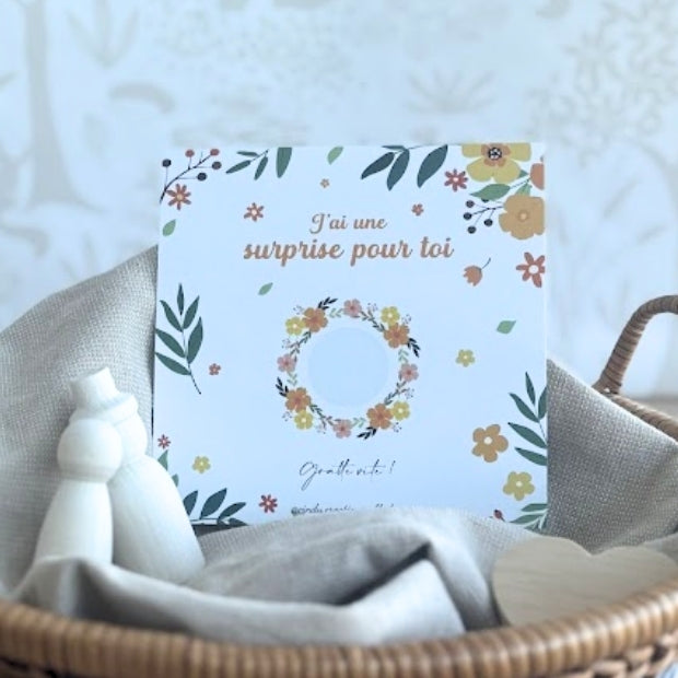 carte a gratter fleur jaune surprise