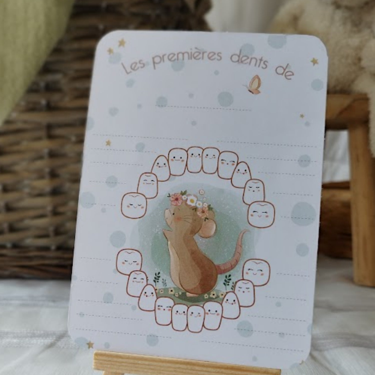 carte les premieres dents de bebe illustration souris