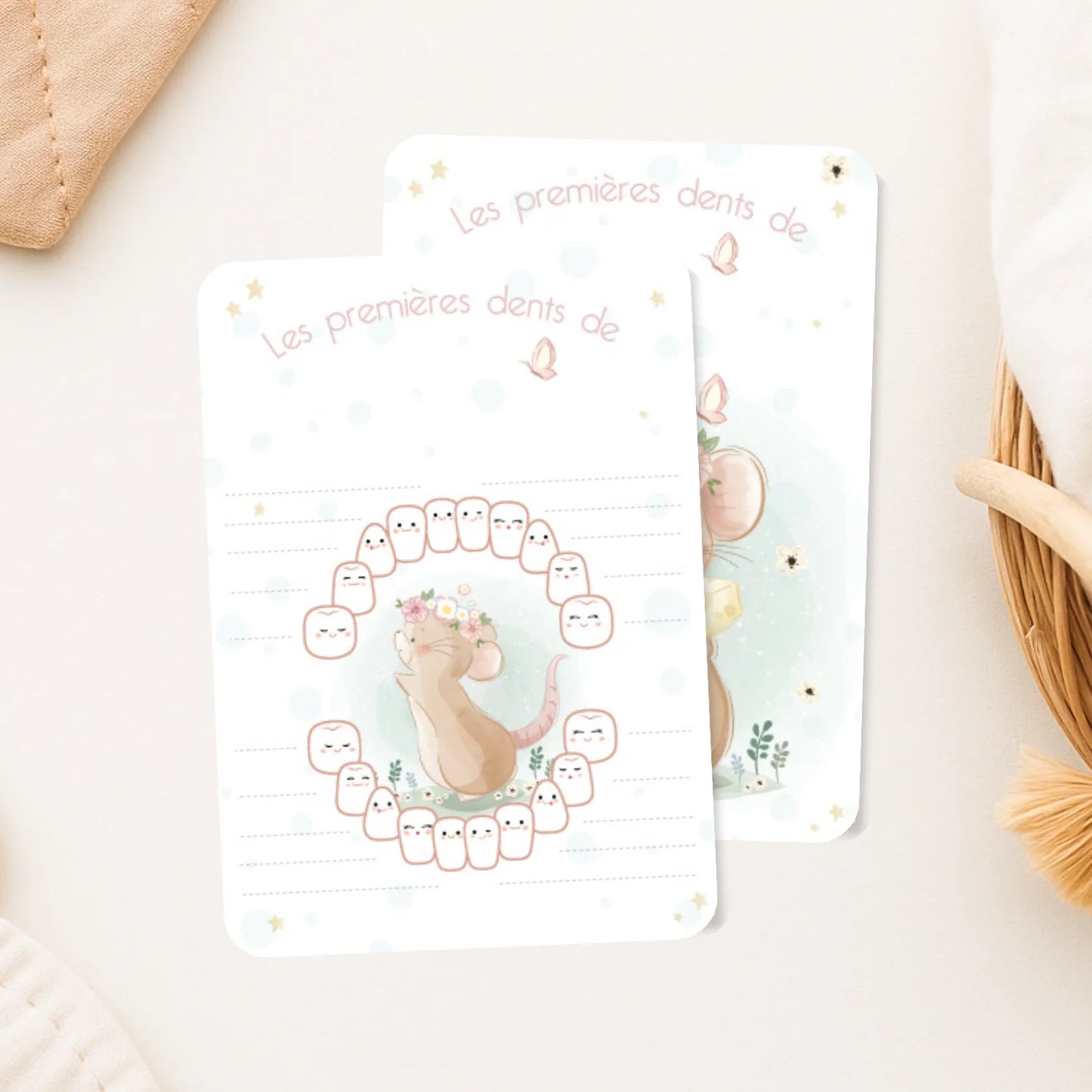 carte pour les premieres dents de bebe illustration souris