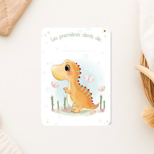 carte pour bebe mes premieres dents illustration dinosaure