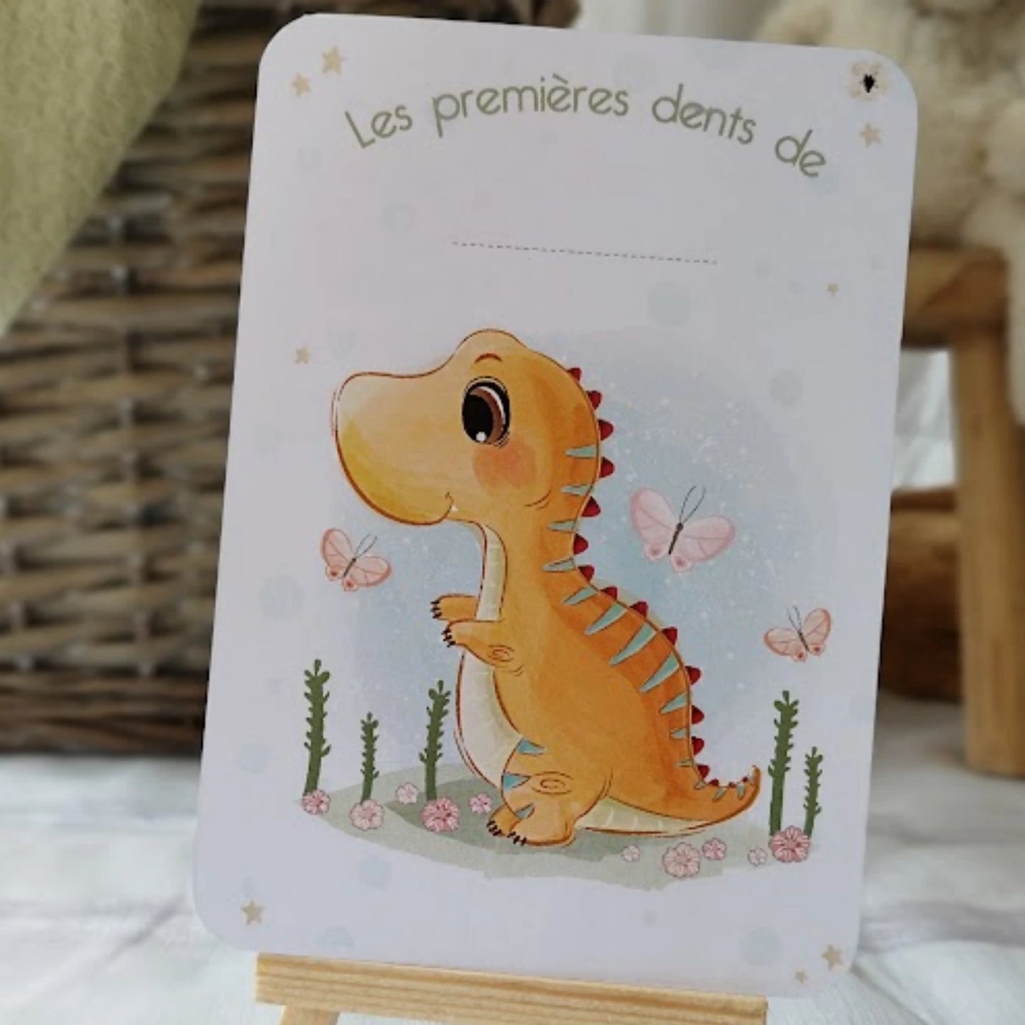 carte bebe mes premieres dents illustration dinosaure