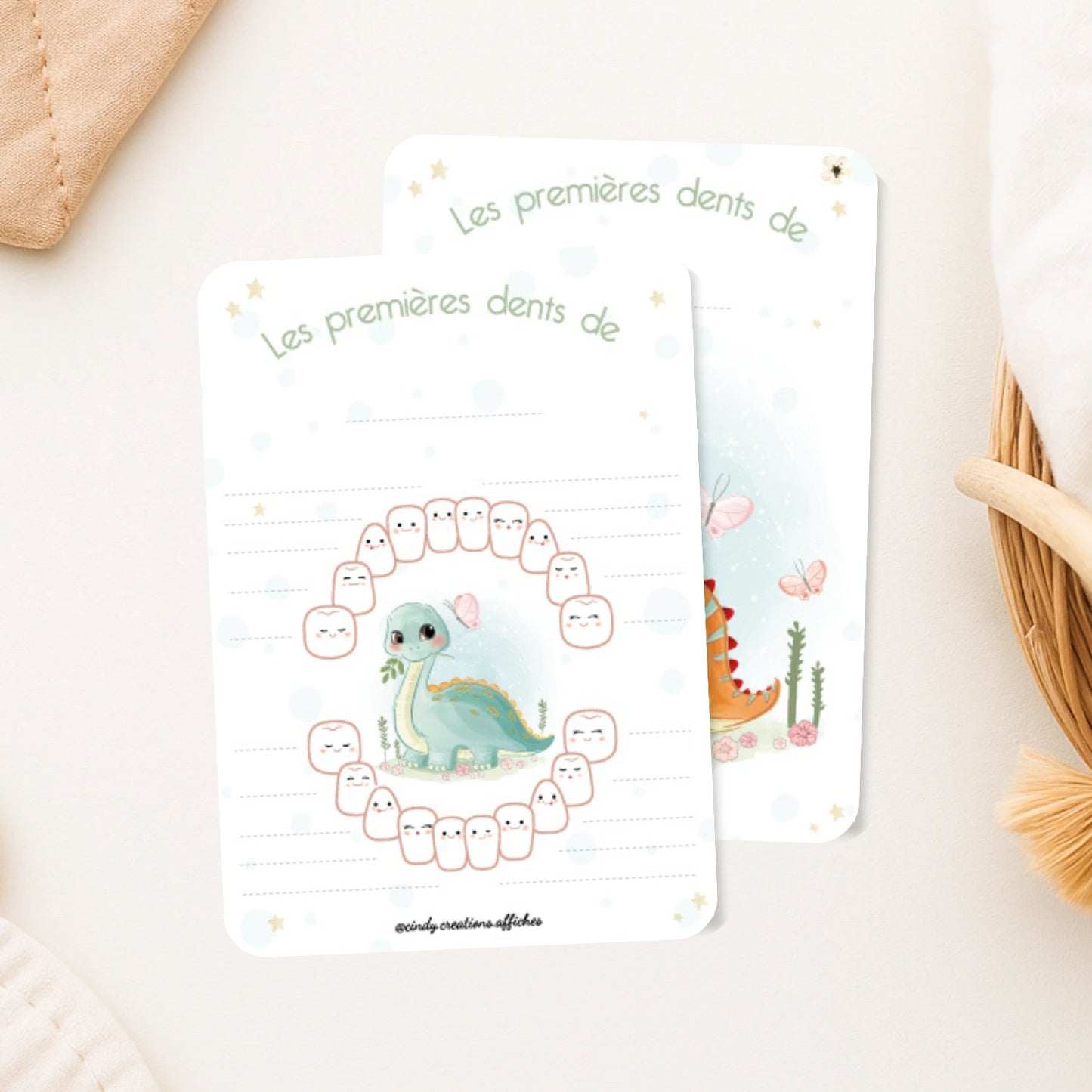 carte mes premieres dents de bebe dinosaure