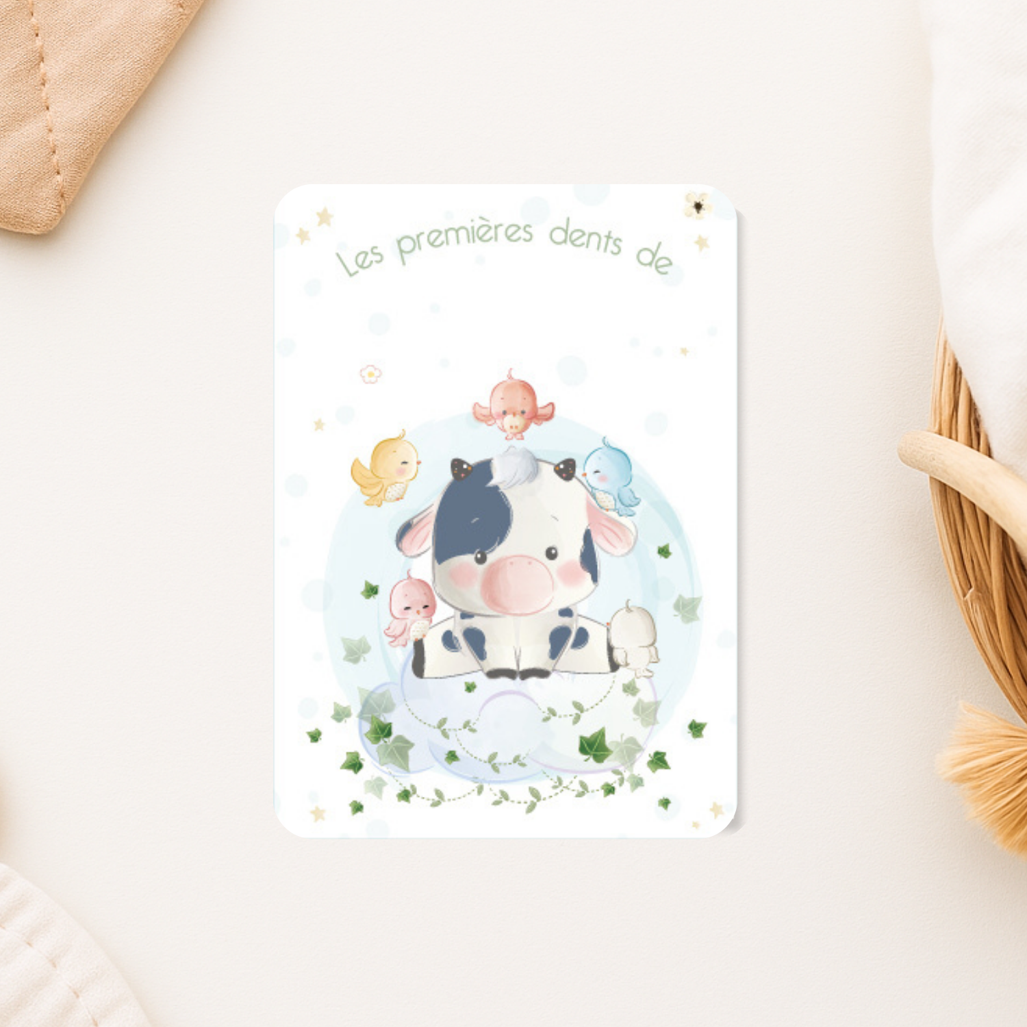 carte mes premieres dents illustration vache