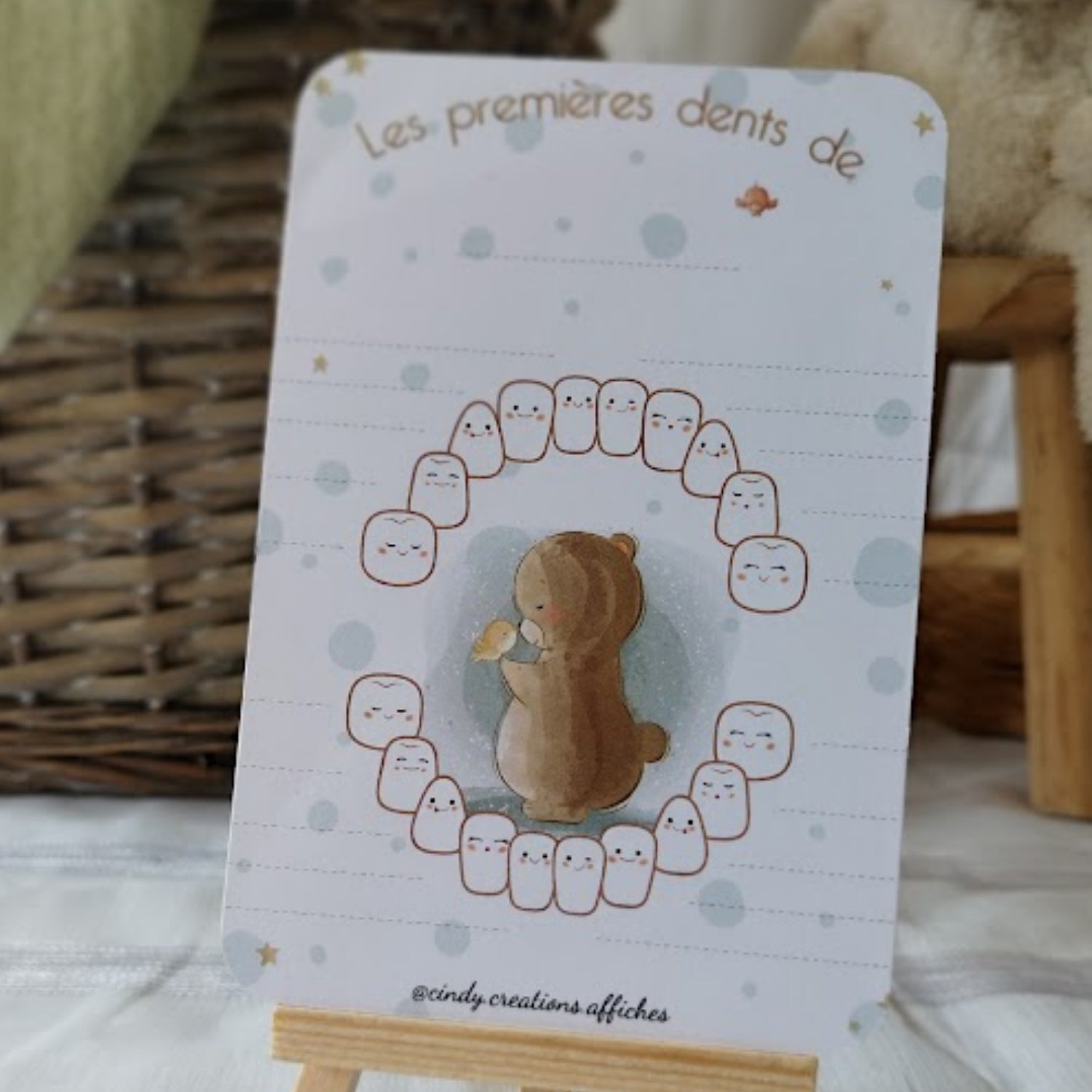 carte mes premieres dents illustration petit ourson