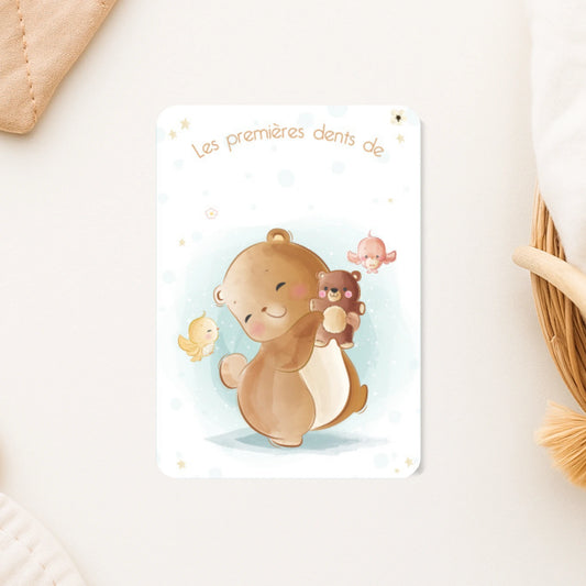 carte mes premieres dents illustration ourson