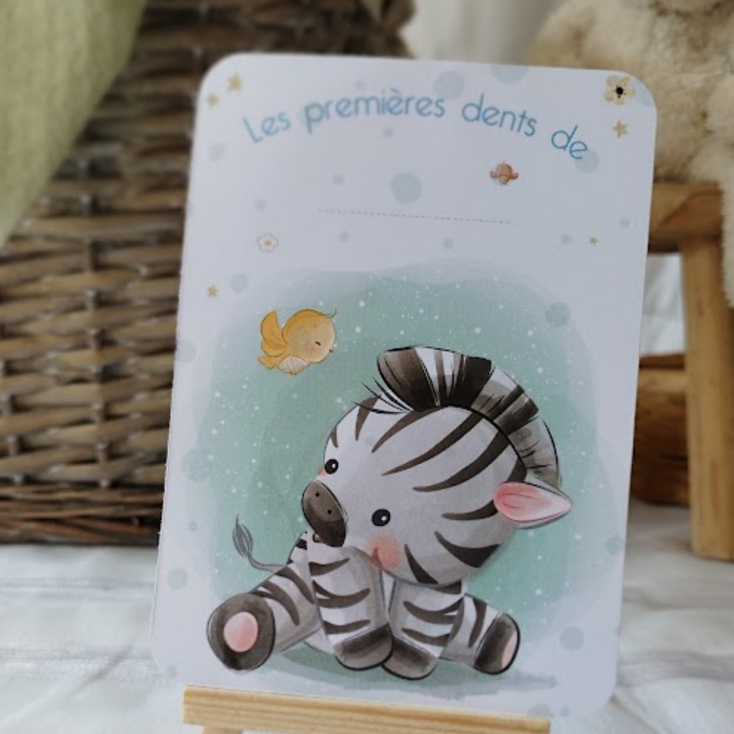 carte mes premieres dents illustration zebre assis