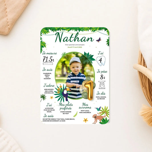 carte mon premier anniversaire theme jungle