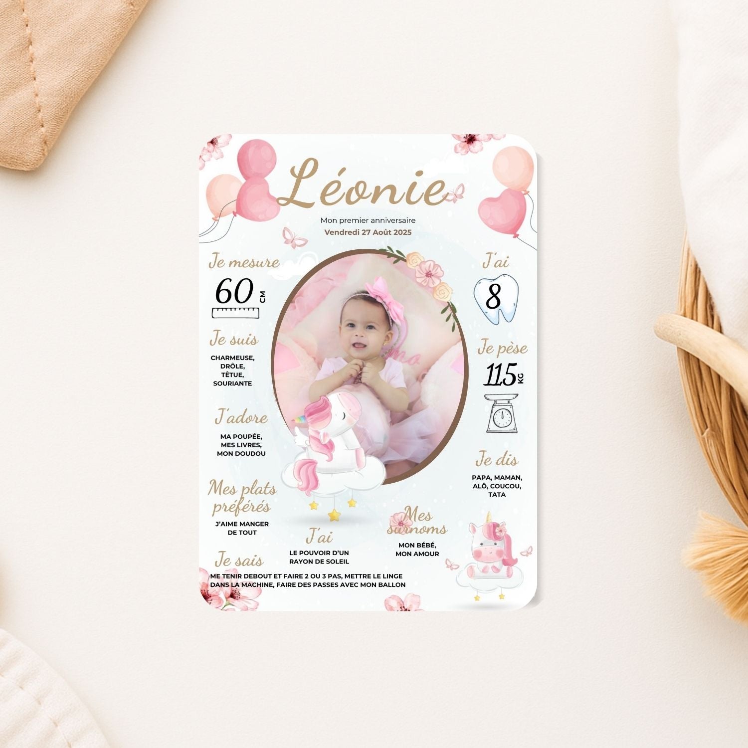 carte mon premier anniversaire theme licorne