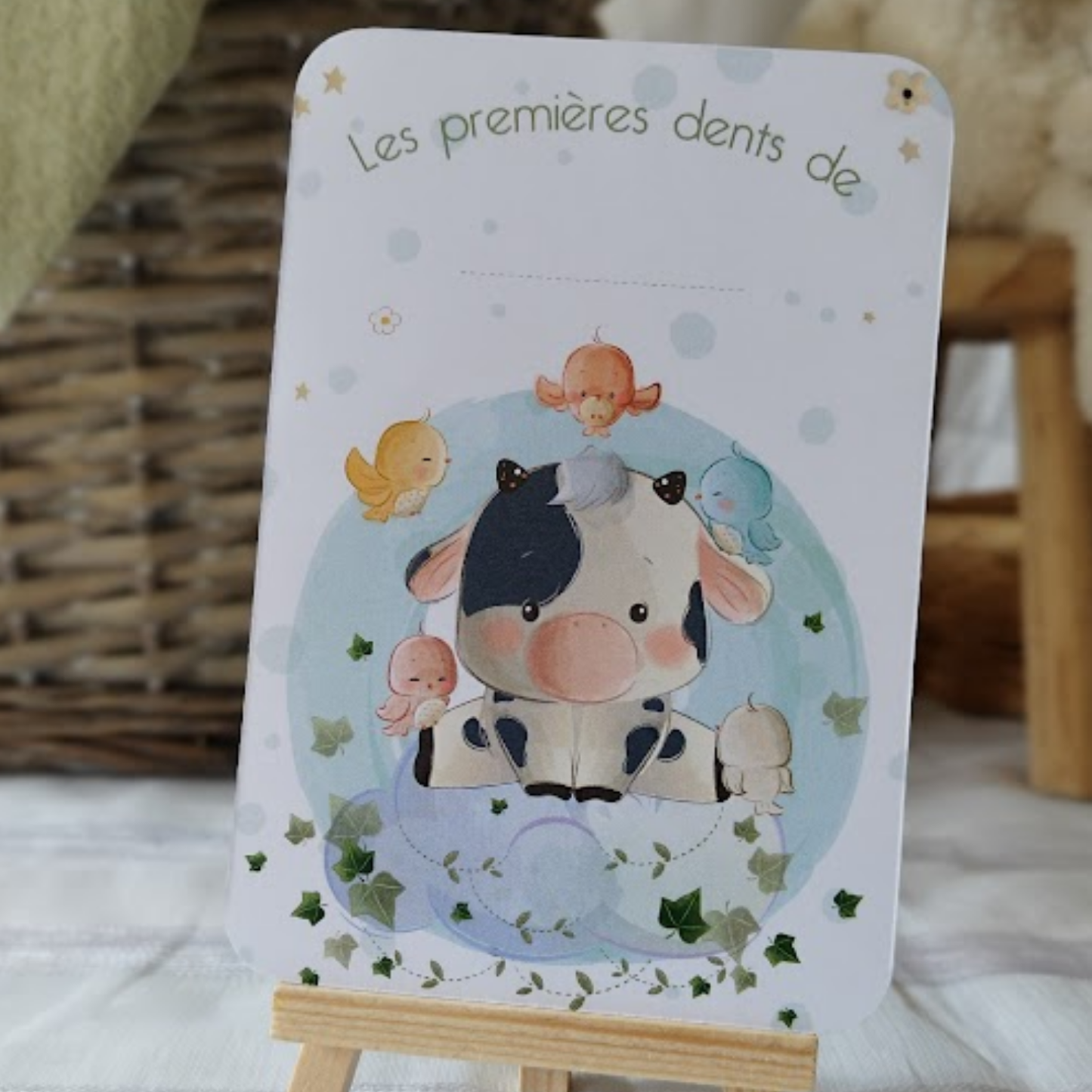 carte mes premieres dents illustration vache mignonne