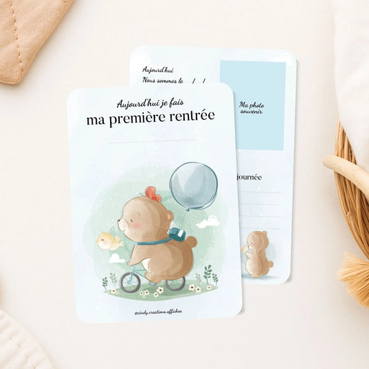 carte ma premiere rentre a la creche ourson