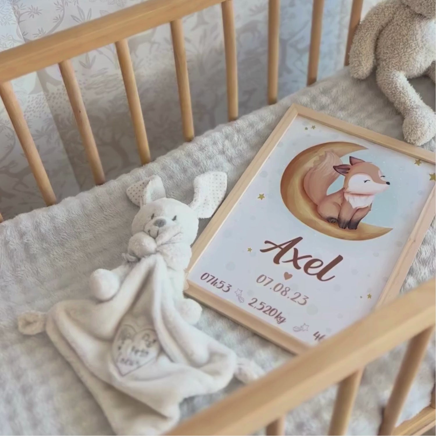 video affiche de naissance personnalise renard