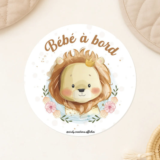 stickers bebe a bord lion pour voiture 