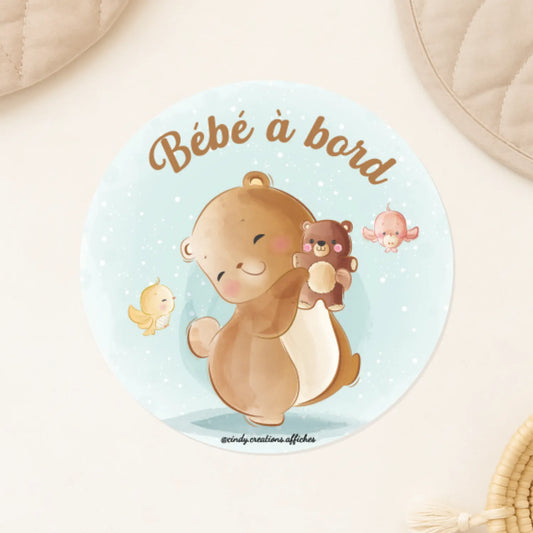 stickers bebe a bord oursonpour voiture 