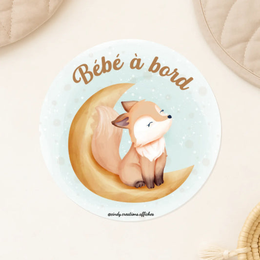 stickers bebe a bord renard pour voiture 