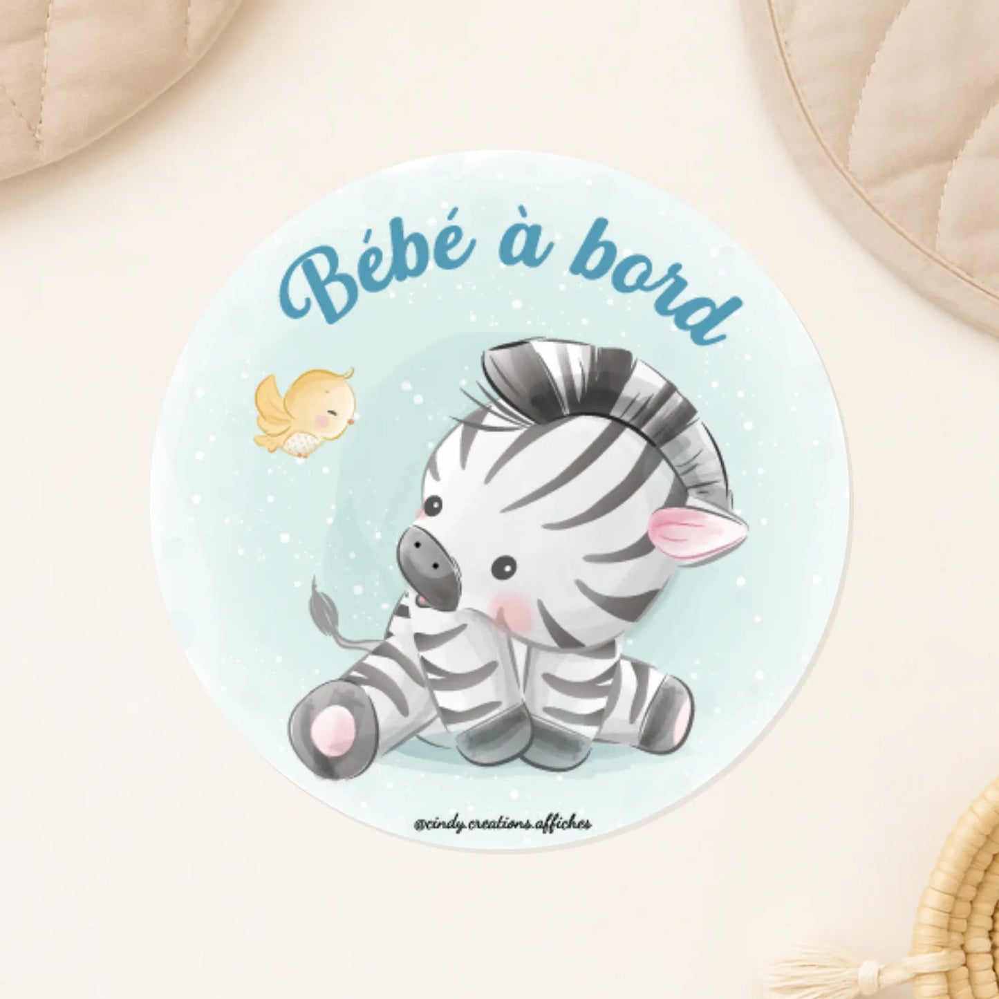 stickers bebe a bord zebre pour voiture 